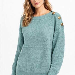 PrettyLittleThing Teal Button-Accent Sweater